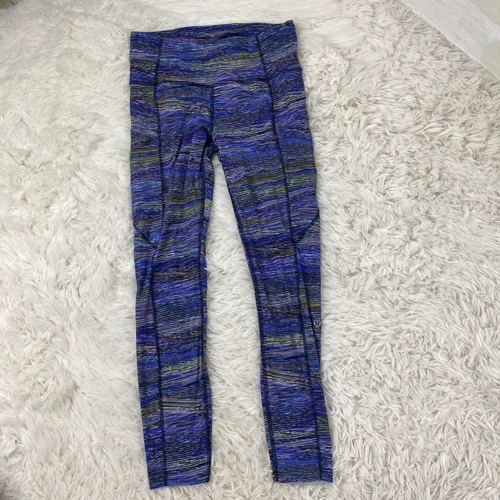 Lululemon Fast and Free Tight II 25" *Non-Reflective Nulux Interconnect Blue Mul
